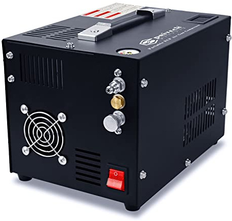 Spritech PCP Air Compressor,Built-in Power Converter,Portable 4500Psi/30Mpa,Water/Oil-Free,PCP Paintball Tank Air Pump, Powered by 12V Car DC or Home 110V AC with Oil-Moisture Filter