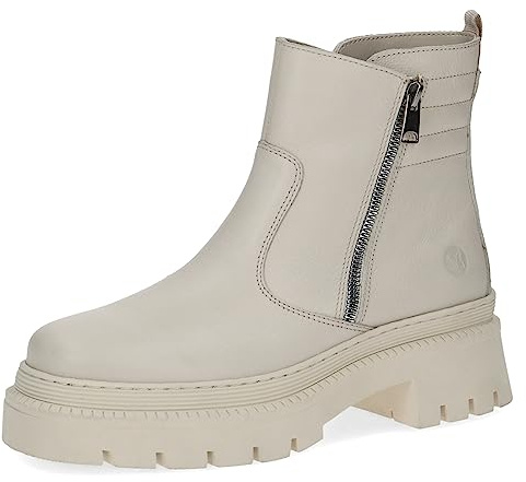 CAPRICE Damen Stiefeletten ohne Absatz Memotion aus Leder Plateau Weite G, Beige (Beige Nappa), 37 EU