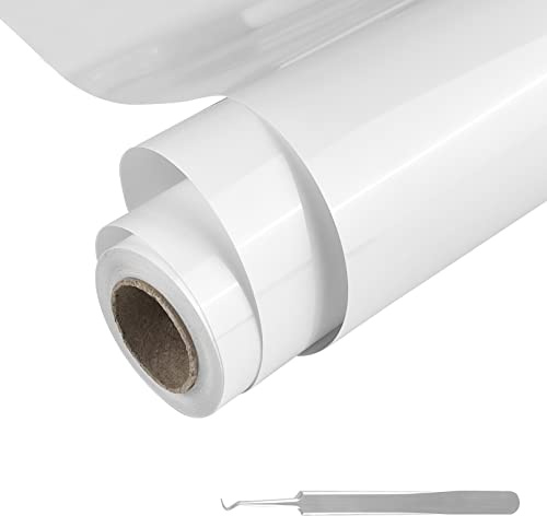 Relota Plotterfolie Textil Weiß mit Pinzette,Vinylfolie Plotter 30.5cm × 4m | aus Hochwertigem PVC-Material, Plotter Flexfolie für T-Shirt, Hut, Kleidung, oder Andere Stoffe Bügelfolie
