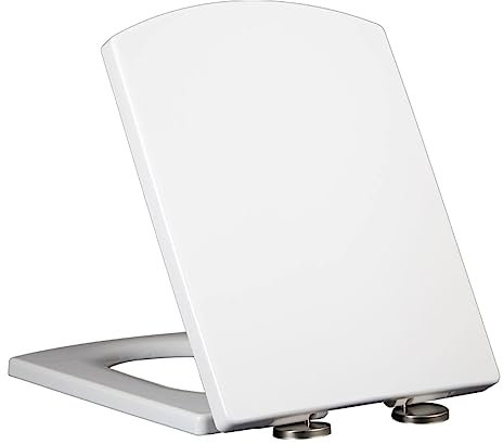 Square Sedile WC Soft Close Tavoletta WC, Toilet Seat Copriwater in Materiale Termoindurente,Tavoletta Water con Cerniere Fissaggio Dall'alto,A