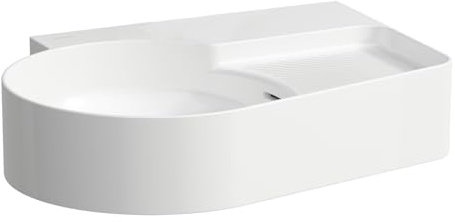 LAUFEN VAL Aufsatzwaschtisch, ohne Hahnloch, mit Überlauf, 530x400mm, semi-trockener Bereich rechts, US-geschl., H816288A001091, Farbe: Weiß