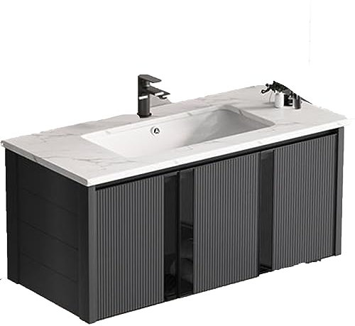 CASEGO La Piastra di Roccia del mobiletto del Bagno per la casa è Resistente e Durevole per Aumentare la Combinazione di mobili per lavabo multifunzionali da appoggio (Dark Gray+White 90CM)