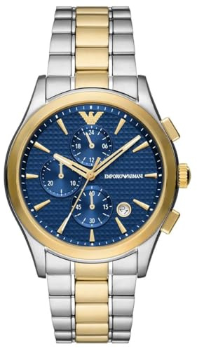 EMPORIO ARMANI Watch for Men, Quartz 3 sub dial Chronograph Uhrwerk und 42mm Gehäusegröße mit Edelstahlarmband