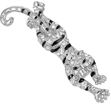 Spilla in cristallo abbinata Spilla con diamanti Tigre Spilla animale retrò Corpetto Abbigliamento Accessori per cappotti Argento