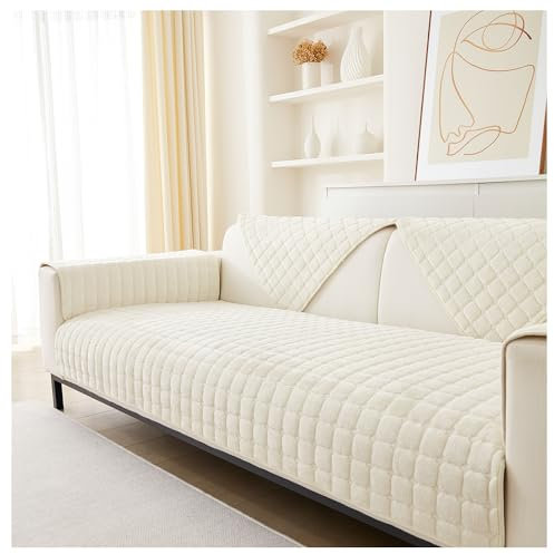 NUODWELL Sofabezug rutschfeste Sofadecke, Warmer Super Weicher Fleecedecke Sofabezug Hund Kratzschutz Katze für Sofa L Form/U Form/Ecksofa 4/3/2/1 Sitzer (Beige, 70 x 210 cm)