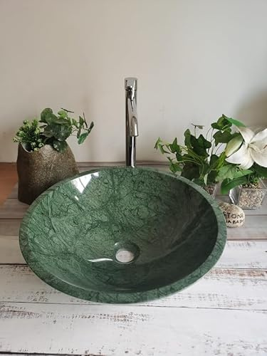 Rundes Waschbecken aus Marmor, grüner Blume, natürlicher Marmorstein, Waschbecken, Arbeitsplatte