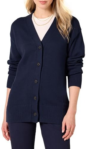Amazon Essentials Cardigan di Peso Medio, vestibilità Comoda Donna, Blu Marino, M