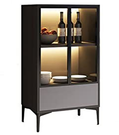 MOOWI Weinschrank Leichter, luxuriöser Weinschrank, moderner, einfacher Home-Side-Schrank, Kleiner Glasvitrinenschrank, Bodenschrank, Weinaufbewahrung Barschrank (Color : A)
