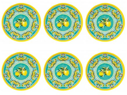 BRANDANI Piatto Colazione Piattino Citrus in Melamina 21,5cm Set 6 Pezzi Servizio Tavola