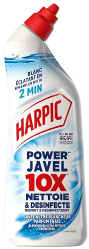 Harpic Gel WC Javel Ultra Blancheur Nettoyant WC antibactérien 750ml | Efficace sans brosse – Parfum frais