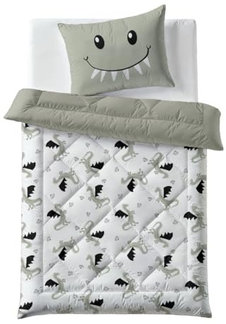 Zelesta Kiddybed kinderbettwäsche 135x200 4 Jahreszeiten - Bettwäsche winterdecke und Sommer-Bettdecke - Waschbare kinderdecke ohne Bezug - Kinderbettdecke mit Muster (Smiling Dragon)