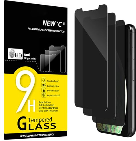 NEW'C 3 Stück, Sichtschutz für iPhone 11 Pro Max/iPhone XS Max für Panzerglas (6,5 Zoll) für Panzerglas, Ausgewogener 35-Grad-schutzwinkel mit Augenschutz, Ultra-Haltbare 9H Härte, Blasenfrei