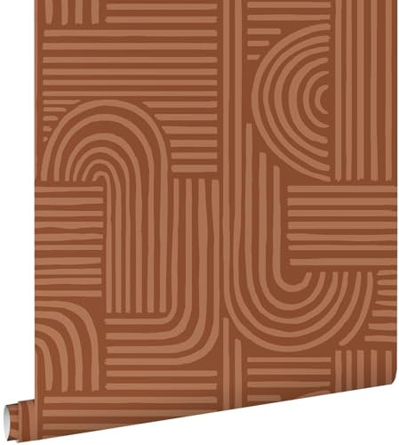 papier peint graphique 3D terracotta 53 cm x 10.05 m - ESTAhome