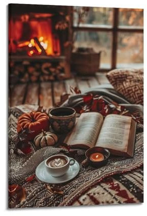 YCGYMX Kaffee-Poster, Motiv: gemütliches Holzhaus, dekoratives Gemälde, Leinwand, Wandposter und Kunstdruck, moderne Familienschlafzimmer-Dekoration, Poster, 50 x 75 cm