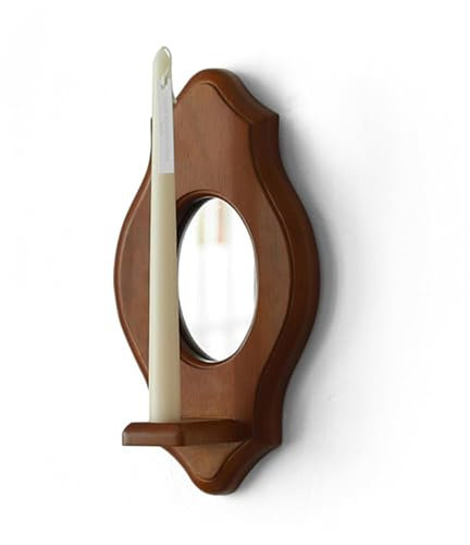 Sport Tent - Wandkerzenhalter Vintage Kerzenhalter Holz Wand verspiegelter Kerzenleuchter Wandleuchter mit Spiegel Antik Windlicht Teelichthalter Wanddeko für Badezimmer Wohnzimmer D