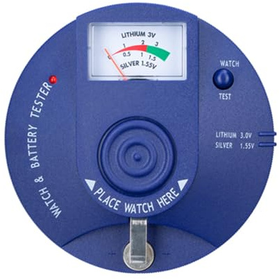 Barfeery Quartz Movement Tester,Circular Type Watch Battery Pulse Tester and 1.5V 3V Button Cell Battery Analyzer