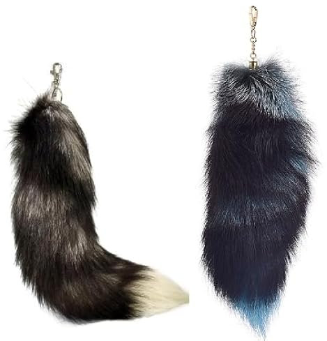 Nocyclonic Fuchsschwanz Anhänger etwa 40CM fox tail, Extra Groß Schlüsselring Tasche Schlüsselketten Anhänger Weich Flaumig Dicht Dekoration（2 Stück） (35)