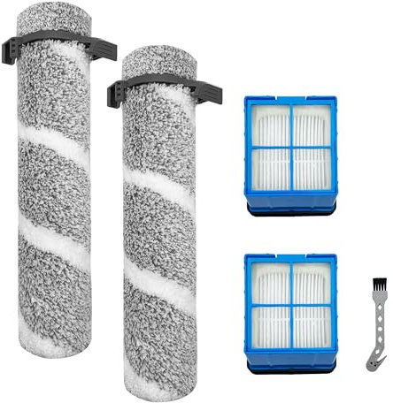 Roller Brushes & HEPA Filters Replacement Kit for BISSELL CrossWave OmniForce EDGE, 3930F, 3933, 3930 Cordless Multi-Surface Hard Floor Cleaner Wet Dry Vacuum - 2 Brush Rollers, 2 Filters Accessories