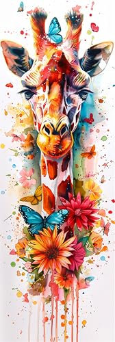 Giraffe Malen Nach Zahlen Erwachsene Groß 100x300cm, Malen Nach Zahlen Tier, Kreativ Set für Erwachsene, DIY Handgemalt Ölgemälde Leinwand Kit mit 3 Set Pinseln Acrylfarben, Home Wand Dekor, Rahmenlos