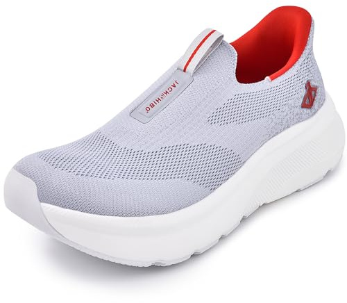 JACKSHIBO handsfree slip i herrskor slip-on sneakers fotbågstöd ortopediska skor minnesskum promenadskor löparskor sportskor sneakers, GRÅ, 44 EU bred