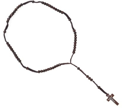 Holibanna Robuste Vintage Holz Kreuz Halskette Rosenkranz Perlen Unisex Kette