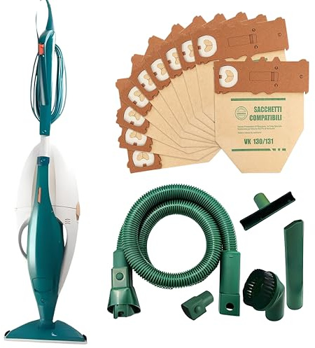 Aspirapolvere Folletto VK131 - RIGENERATA - + 5 Anni Sacchetti Compatibili + Tubi - 3 Super Velocità, Setole Reversibili, Marmo & Parquet, Avvolgicavo Girevole (2 ANNI GARANZIA CON THE POINT FOLLETTO)