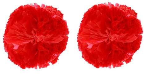 ifundom 2stücke Cheerleader Pom Poms Mit Bunte Cheer Props Für Sportevents Und Schulwettbewerbe Leichtem Pe-Material Rot Für Jugendliche