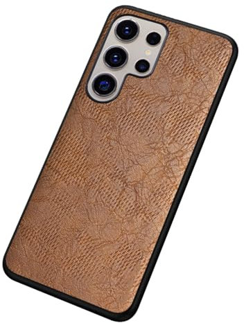 MFAOSHI Sottile Custodia per Samsung Galaxy S25 Ultra/S25 Plus/S25, d'Epoca Affari Pelle Cover Compatibile con Ricarica Wireless Telefono Caso,Ottone,S25 Plus