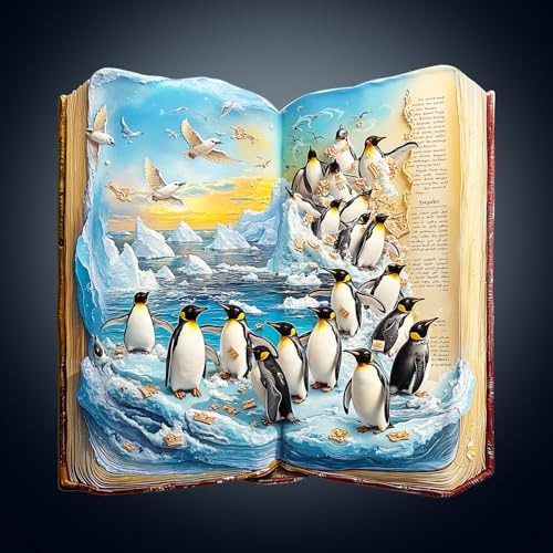Wooden Puzzles for Adults, 13.4 * 13.2 in 300pcs Penguin Story Wood Puzzle | Unique Animal Shape Puzzles with Wood Box, Wooden Puzzle for Family Game and Birthday Gifts for Friend