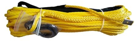 Cuerda sintética for cabrestante de Coche de 12 mm x 30 m con Gancho, Cable Resistente for cabrestante Todoterreno ATV UTV Ligero y con Mayor Resistencia a la abrasión(Yellow)