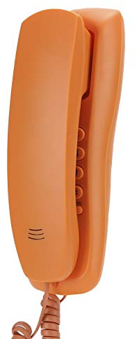 Denash Home Office Thin Corded Telephone in Orange, Best Landline Phone for Limited Mobility Individuals
