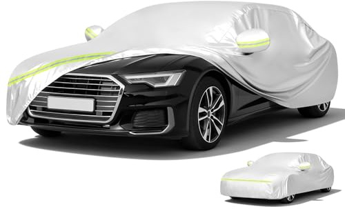 AOOSA Car Cover, All Weather Windproof Snowproof UV Protection, Scratchproof Full Fitted Covers, Elastic Waterproof and Dustproof Fabric, Universal Car Covers for Indoor and Outdoor