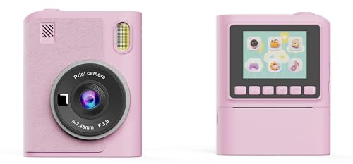 Kids Camera Instant Print, 2.4'' Screen 30MP Photo for Kids with 32GB Card & 4 Print Paper, 1080P HD Kids Digital Camera, Christmas Birthday Gifts Toys for Boys & Girls (Pink)