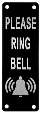 Please Ring The Bell Door Sign,Black Ring Doorbell Sticker Accessories Set Metal Doors Bells Signs with Four Pre-Drilled Holes Kit Self-Adhesive Personalized House Wall Plaque for Home,Office（5×15cm）