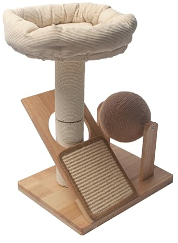 Tour À Chatons, Arbre À Chat D'intérieur, Maisonnette Moderne en Bois À Plusieurs Niveaux avec Rampe, Aire De Jeux pour Chats