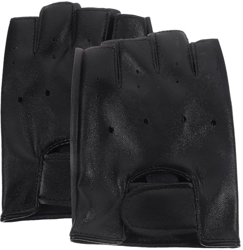 DOITOOL Halbfingerhandschuhe aus Kunstleder Einheitsgröße für 5-13 Atmungsaktive Outdoor Sporthandschuhe zum Radfahren und Reiten