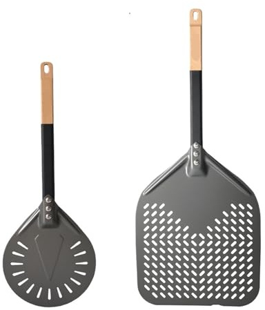 Genérico Pala con mango de aleación aluminio y madera for pelar Pizza, accesorios for horno, paleta Retangular, 12/13/14/pulgadas(9 inch and 12 inch)