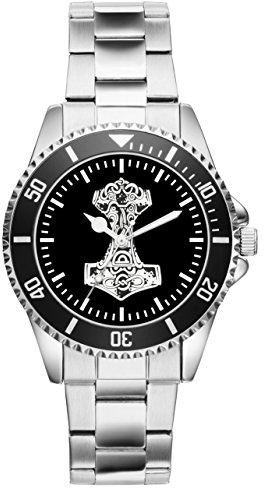 KIESENBERG Herrenuhr Thors Hammer Glaube Mjölnir Wikinger Mittelalter Symbol Geschenk Artikel Idee Fan Analog Quartz Uhr 1235