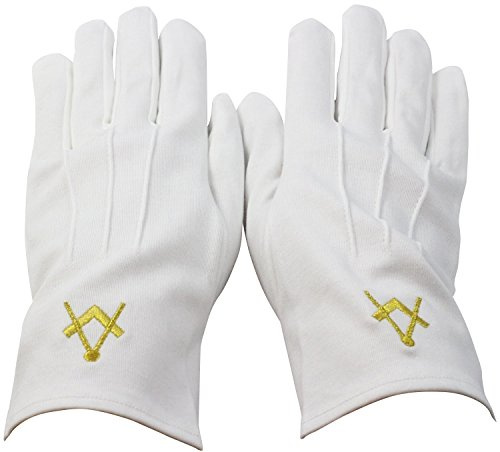 Gant coton Franc Maçon, broderie équerre et compas (10)