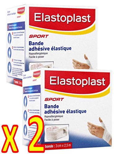 Elastoplast SPORT - Bande adhésive élastique Contentions souples, strappings - Lot de 2 bandes 3 cm x 2,5 m (3/2)