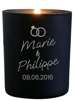 CADEAUX.COM - Bougie Parfumée Vanille - Bougie Couple (Mariage) - Cadeau Noel - Cadeau Saint-Valentin
