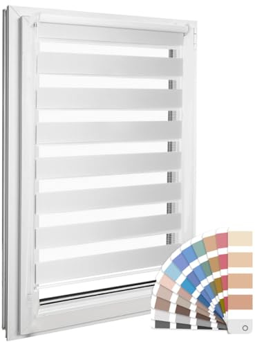 Home-Vision Premium DuoRollo Klemmfix ohne Bohren Weiß B65 x H220cm | Doppelrollo mit Klemmträgern für Fenster & Türen Lichtschutz Tag & Nacht Rollos einfache Montage