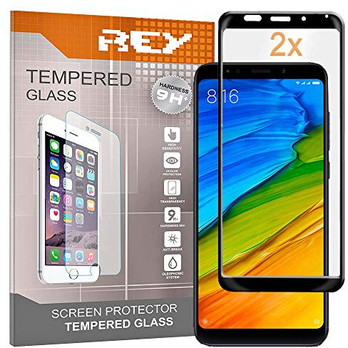 2X Protector de Pantalla 3D para XIAOMI REDMI 5 Plus, Negro, Protección Completa, 3D / 4D / 5D