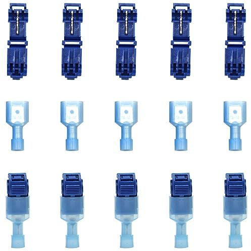 Yosawo 60 Pieces T-Tap Wire Connectors, Self-Stripping Quick Splice Wire Terminals and Fully Insulated Male Spade Terminals Connectors Kit (GXL)