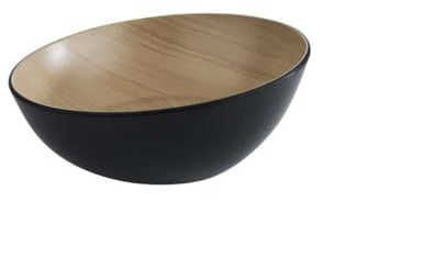 APS 84921 Schale FRIDA LOOK, Ø 21,5 cm, Höhe 7/8,5 cm, Melamin, schwarz/Holzoptik