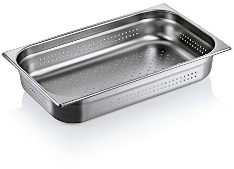 Gastronormbehälter -GN1/1-GELOCHT GN Behälter Gastronorm Pans aus Edelstahl, ideal für Dampfgarer, Kombidämpfer, Backofen, Chafing Dish, Bain Marie, Saladette, verschiedene Tiefen wählbar…