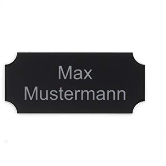 Gravurheim Briefkastenschild Türschild individuelle Gravur Name | selbstklebend - personalisiert | Kunststoff - Plastik | viele Farben und Größen (8x3,5cm Rechteck Hohlkehle, Schwarz-Silber)