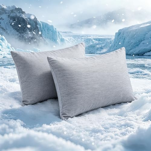 Marchpower Kissenbezüge 40x80cm, 2er Set kühlender Kissenhülle, mit Japanischer Arc-Chill 3.0 Kühlfaser (Q-Max>0.5), Superweich für Haar- & Hautpflege mit Reißverschluss, Grau