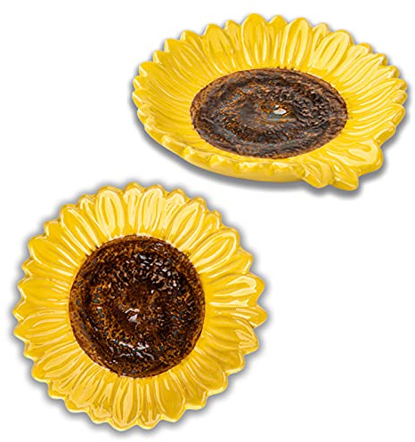 Lot de 2 repose-cuillères en céramique en forme de fleur jaune