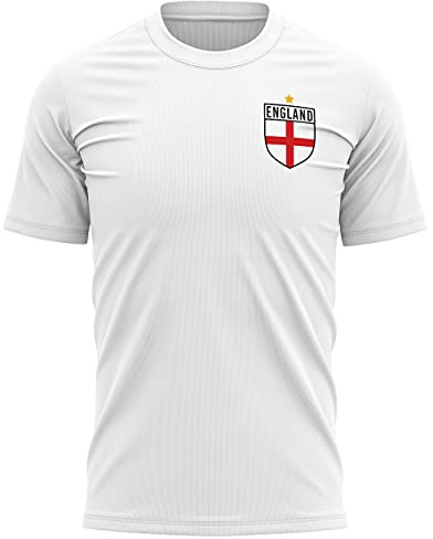 England tröjor för män – England emblem retro t-shirt – fotbollslandskap europeisk 2026 supportrar röd vit lejon t-shirt honom – engelsk turnering footy fotbollstopp, Vitt, XL